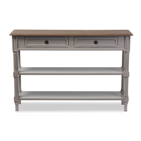 BAXTON STUDIO Edouard White Wash Distressed Two-tone 2-drawer Console Table 121-6655